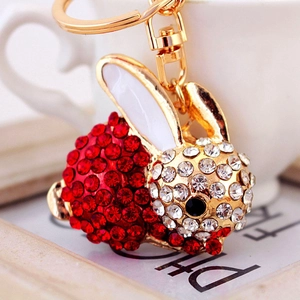 Süßer Kaninchen Geformter Strass Schlüsselanhänger Zinklegierung Vergoldet Tier Taschenanhänger Für Damen Mädchen Geschenk