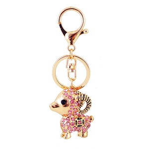 Porte-clés chèvre en cristal rose étincelant avec cornes dorées pour sac à main femme