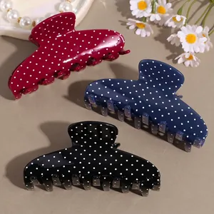 Molletta per Capelli Vintage Francese a Pois per Donna Grande Pinza in Acetato a Pois Accessorio per Acconciature
