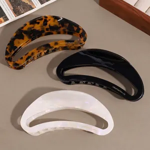 Large Acetate Crescent Moon Hair Claw Clip French Vintage Hollow Leopard Print Iridescent Shark Clip For Women Hair Accessories