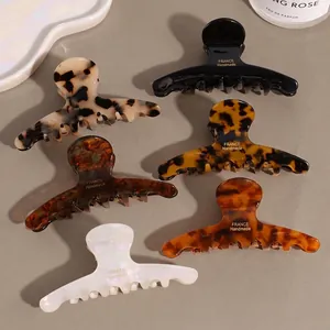 French Style Acetate Hair Claw Clip Leopard Tortoise Shell Print Large Shark Clip Handmade Fashion Hair Accessories For Women