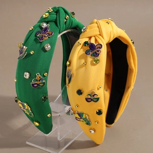 Serre-tête coloré Mardi Gras avec strass et breloques de masques de carnaval