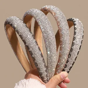 Luxury Padded Rhinestone Headband For Women Sparkly Sponge Hair Band Gradient Fashion Headpiece Elegant Wedding Party Hair Accessories