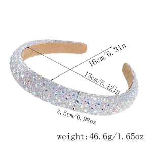 Vue détaillée du serre-tête en cristal arc-en-ciel avec dimensions et annotations