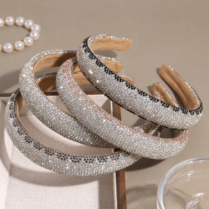Sparkling full rhinestone padded headbands in multiple colors for a stylish hair accessory