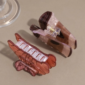 Vintage cartoon coffee large hair claw clips with marble and butterfly wing patterns