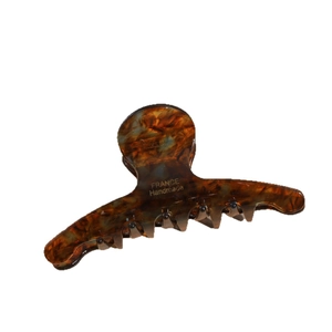 Elegant tortoise shell hair claw clip with France Handmade gold lettering for women