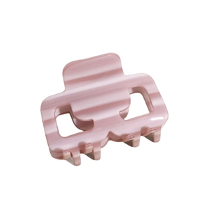 Pinza per capelli quadrata in acetato rosa chiaro con trama a onde d'acqua