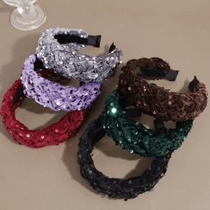 Sparkly sequin velvet headbands in assorted colors for high-profile hairstyle styling