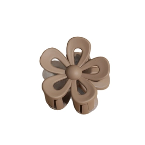 Minimalist mocha brown flower hair claw clip in matte resin for women daily hairstyling