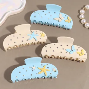 Koreanischer Stil Azetat Haarklammer Für Damen Schmetterling Seestern Strass Haarclip Süße Elegante Shark Clip Haarschmuck