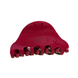 Elegant rose red acetate hair claw clip with golden Barrette La France text logo