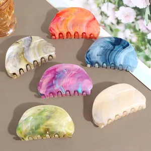 Large Marbled Acetate Hair Claw Clip Elegant Geometric Shark Clip Strong Hold Hair Accessory For Women Casual Daily Styling