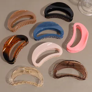Pince à Cheveux Ajourée en Croissant Minimaliste en Plastique pour Femme Laqué Géométrique Accessoire Cheveux Outil de Coiffage