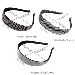 Comparaison détaillée de trois serre-têtes en strass avec spécifications de taille