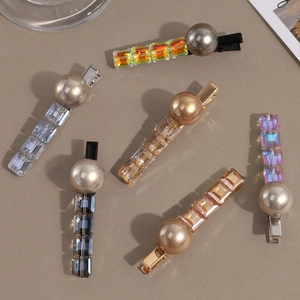 Lot de 6 barrettes à cheveux élégantes avec perles et strass aux couleurs assorties