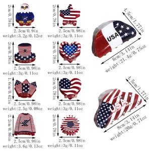 Detailed size chart for USA flag hair clips with measurements for mini and large styles