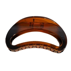 Pince à cheveux demi-lune minimaliste en ambre avec motif tortue et ressort métal