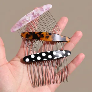Koreanischer Stil Acetat Haarkamm Für Damen Elegant Marmor Schildpatt Punktmuster Metallzähne Pony Haarklammer Schmuck