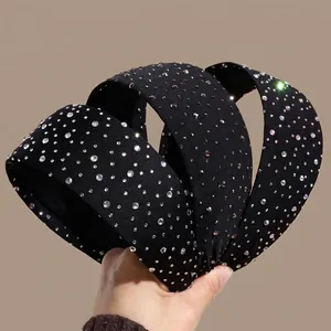 Wide Sparkling Rhinestone Padded Headband For Women Padded Velvet Hair Band Glitter Crystal Hair Hoop Fashion Hair Accessories