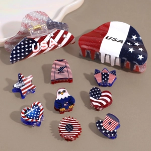 American flag hair clips set in red white and blue for Independence Day styling