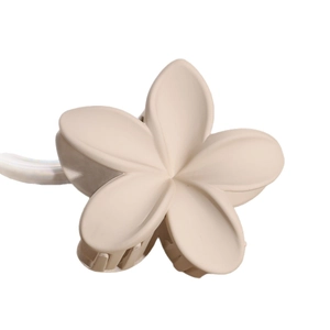 Frosted matte frangipani flower hair claw clip in beige cream color for women