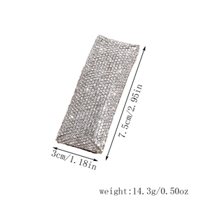 Detailed size specifications of the rhinestone rectangle hair clip with precise dimensions