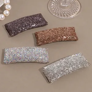 Elegant Alloy Rectangle Full Rhinestone Hair Clip High End Sparkling BB Side Clip For Women Daily Party Hair Accessories