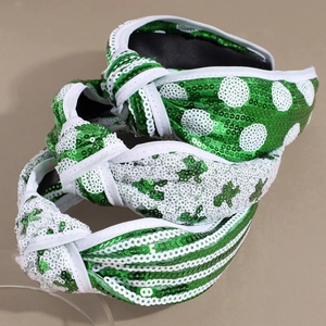 Set di cerchietti per San Patrizio con paillettes, motivi a quadrifoglio e nodi verdi