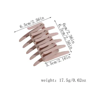 Detailed size chart of the matte pink hair clip with width and height measurements