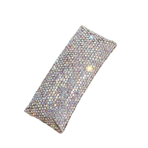 Sparkling crystal rhinestone rectangular hair clip with AB finish on white background