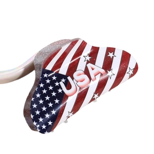 Golf mallet putter cover with USA flag design and stars stripes in sparkling finish