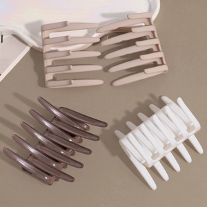 Minimalist matte and glossy hair claw clips set in beige, brown and white colors