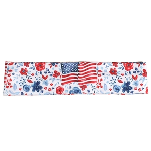 Bandeau de yoga drapeau américain avec motifs patriotiques à fleurs rouges et bleues