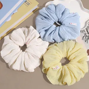 Chouchous Pour Cheveux En Tissu Plissé Fait Main Couleur Unie Grands Élastiques À Cheveux Mode Style Coréen Pour Femmes