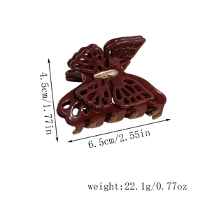 Braune Schmetterlings-Haarklammer mit Maßen 6,5 cm Länge und 22,1 g Gewicht