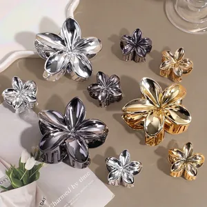 Moda PS Molletta per Capelli Fiore Metallico per Donna Pinza per Capelli Plumeria Lucida Galvanizzata Elegante Accessori per Capelli in Stile Vacanza