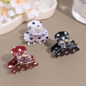 Dreierpack Mini-Haarklammern mit Punkten in Rot, Weiß und Schwarz für elegantes Styling