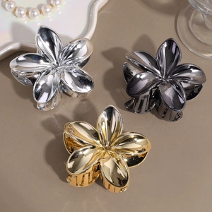 Mollette per capelli a fiore in metallo argento, oro e canna di fucile per acconciature