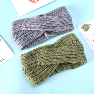 Knitted Cross Knot Wide Headband For Women Solid Color Polyester Winter Warm Hair Band Elastic Autumn Hair Accessories