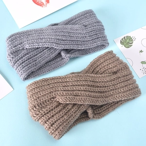 Winter knitted knotted headbands in grey and mocha brown with soft chunky yarn
