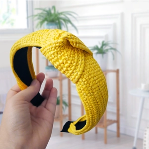 Χειροποίητη Υφαντή Στέκα με Κόμπο και Φαρδύ Γείσο Ύφασμα Καλοκαιρινές Διακοπές Γαλλικό Στυλ Αξεσουάρ Μόδας Γυναικείο Δώρο