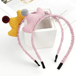 Lot de deux bandeaux couronne en tricot pour filles en rose et gingembre avec pompons