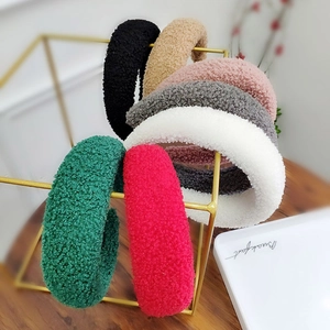 Cerchietto Imbottito in Tessuto Peluche Teddy da Donna Autunno Inverno Bordo Largo in Spugna Accessorio per Capelli Caldo Morbido