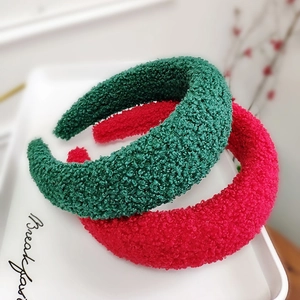 Cerchietti imbottiti in pile sherpa verde foresta e rosso vintage per capelli donna