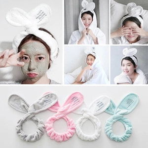 Soft Plush Animal Ear Facial Headband Coral Fleece Elastic Hair Band For Washing Face Makeup Spa Shower Women Hair Wrap