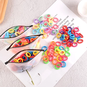 Élastiques à Cheveux Sans Couture à Haute Élasticité Pour Femmes Filles Porte Queue De Cheval Tressé Multicolore Dans Sac En PVC Accessoires De Coiffure