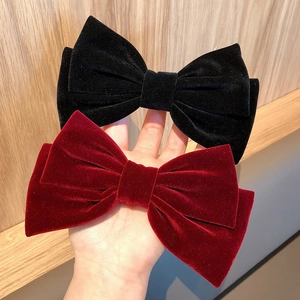 Barrette Nœud Papillon en Velours Rétro Français pour Femmes Élégant Couleur Unie Clip à Ressort Accessoires de Coiffure