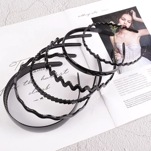 Serre-tête en Plastique Noir à Vagues Avec Dents Antidérapantes Minimaliste Accessoires de Cheveux pour Femmes Quotidien
