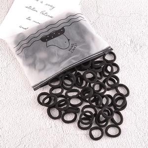 Lot de 100 élastiques à cheveux noirs sans couture avec pochette de rangement à zip canard